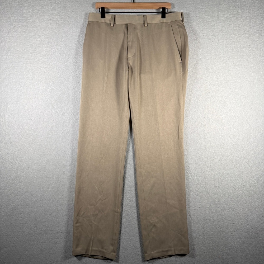 Reaction Kenneth Cole Men Slim Fit Dress Pants Oatmeal Heather 34x32 KD50146 NWT